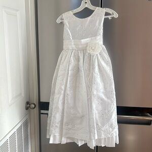 Formal bridal flower girl Elegant White Kids Girls Dress with Floral Accent